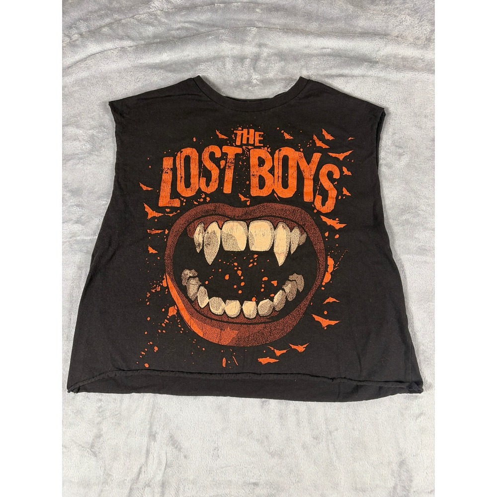 Hot Topic The Lost Boys Vampire Fangs Muscle Tank Top Black Orange MD